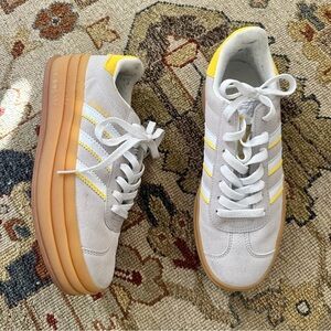 Adidas Gazelles Ivory Gold Yellow Platform Sneakers sz 8.5W/7.5M